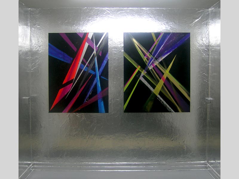 Sandra Poppe - Supernova I + II // Acryl / Autolack auf Leinwand / 2008